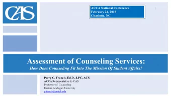 Assessment of Counseling Services:  How Does Counseling Fit Into The Mission Of Student Affairs?
