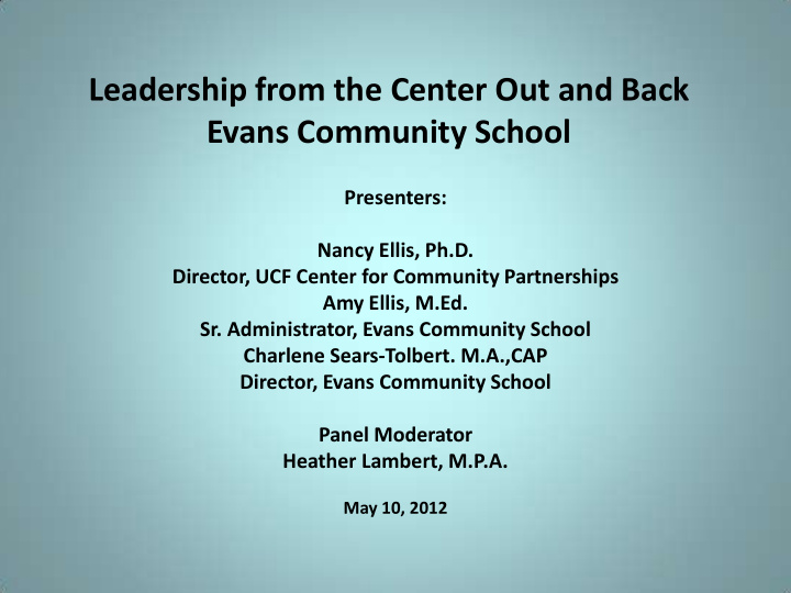 leadership from the center out and back evans community