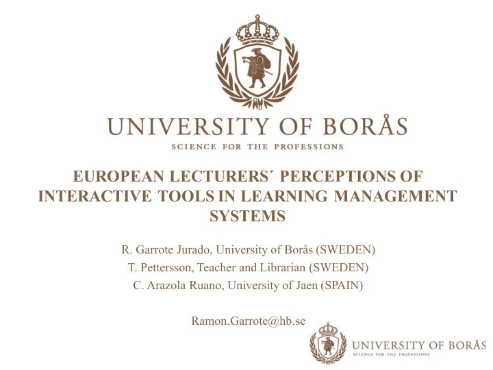 european lecturers perceptions of interactive tools in