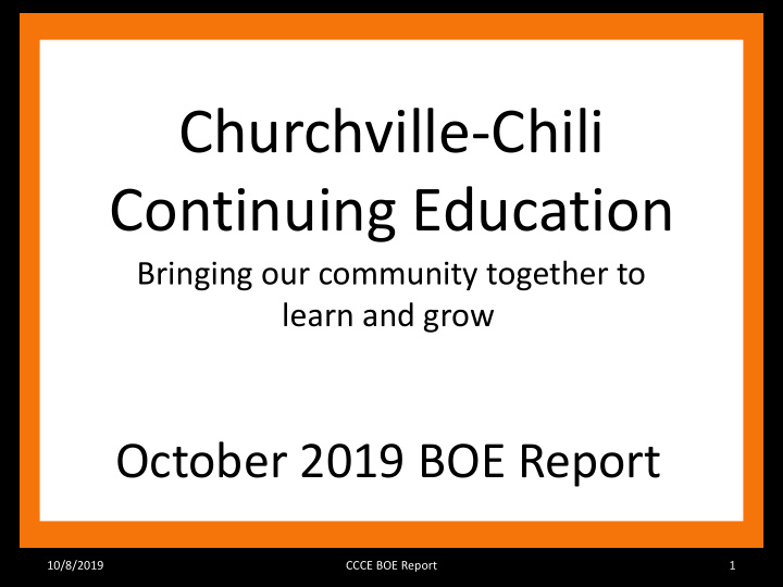 churchville chili continuing education