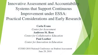 Innovative Assessment and Accountability  Systems that Support Continuous  Improvement under ESSA: