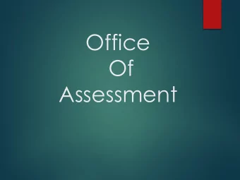 Of  Assessment  What is Assessment  Assessment involves the use of empirical data on student