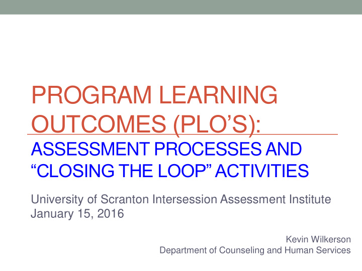 program learning outcomes plo s