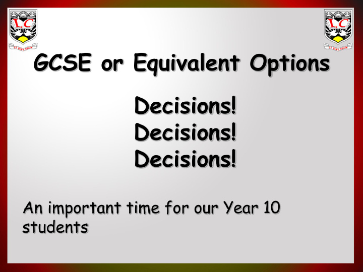 gcse or equivalent options