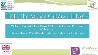 Violence Against School Going Children in Jowzjan Province,  Afghanistan  Osman Hemat, Wahid