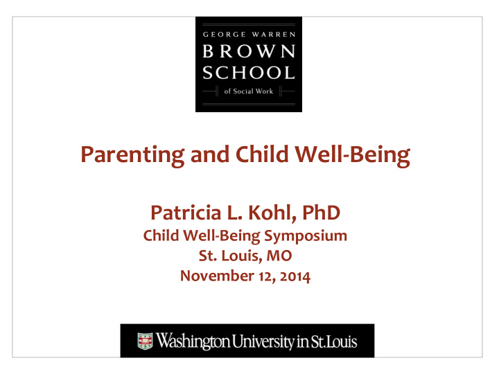 parenting and child well being