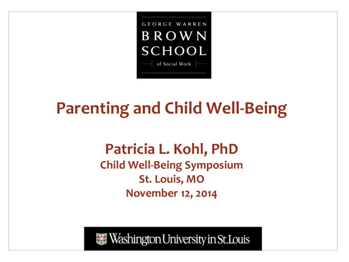 parenting and child well being