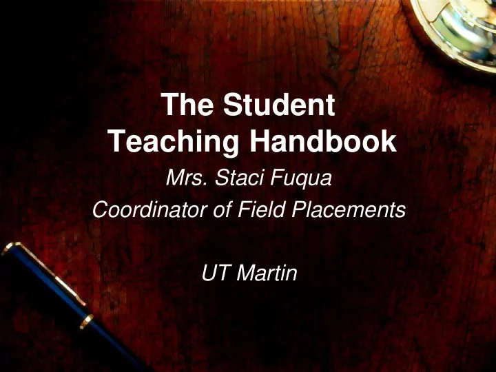 the student teaching handbook