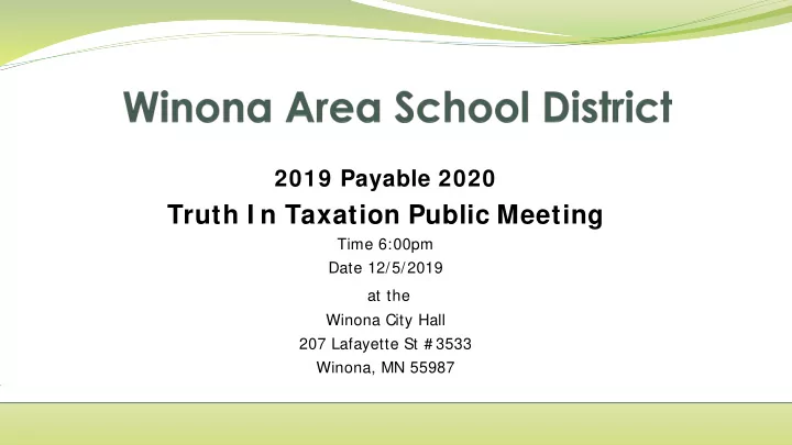 truth i n taxation public meeting