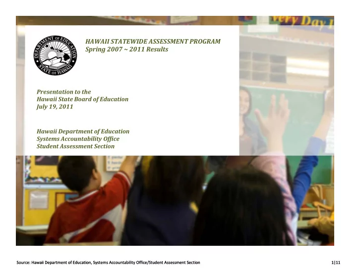hawaii statewide assessment program spring 2007 2011