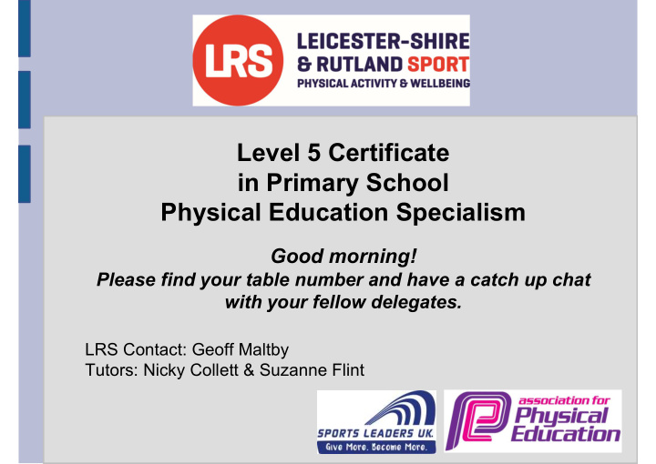 level 5 certificate in primary school physical education