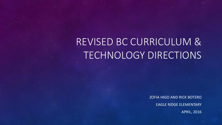 revised bc curriculum