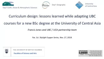 courses for a new BSc degree at the University of Central Asia  Francis Jones and UBC / UCA