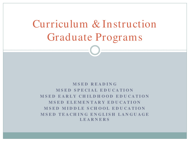curriculum instruction graduate programs