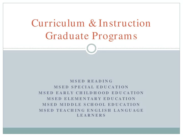 curriculum instruction graduate programs