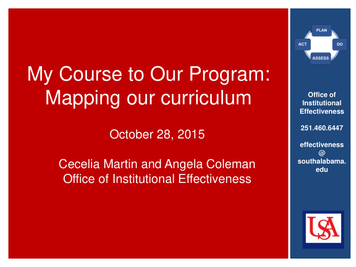my course to our program mapping our curriculum