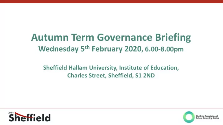autumn term governance briefing