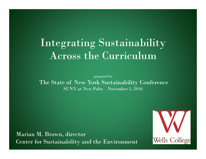integrating sustainability across the curriculum
