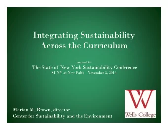 Integrating Sustainability  Across the Curriculum  prepared for  The State of  New York