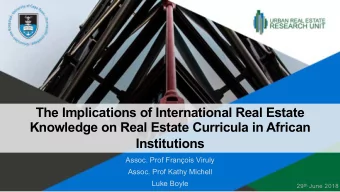 The Implications of International Real Estate  Knowledge on Real Estate Curricula in African