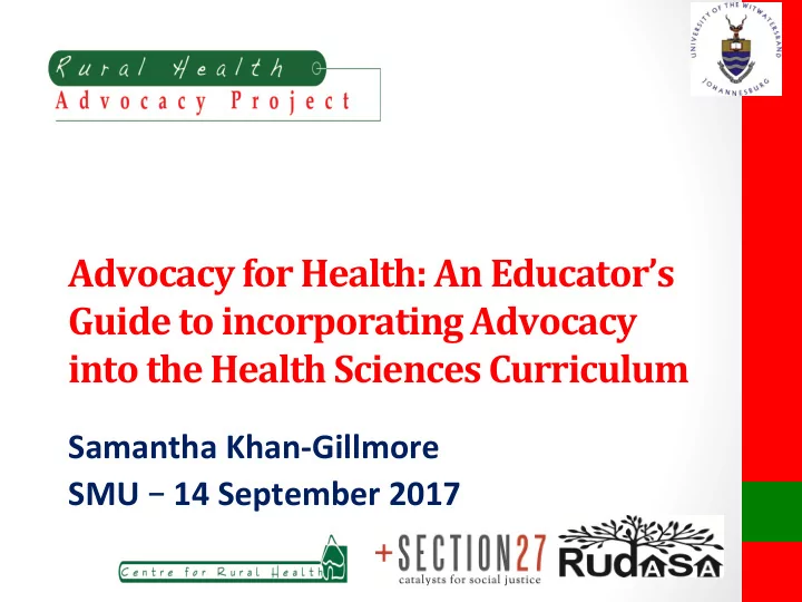 advocacy for health an educator s guide to incorporating