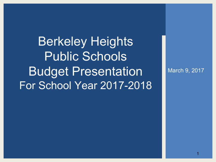berkeley heights public schools budget presentation