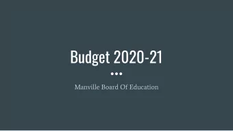 Budget 2020-21  Manville Board Of Education  Revenue    Tax Levy - 0% Increase  2% increase