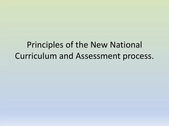 principles of the new national