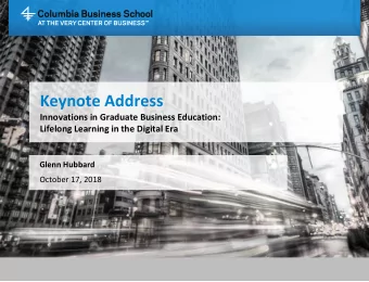 Keynote Address  Innovations in Graduate Business Education:  Lifelong Learning in the Digital Era