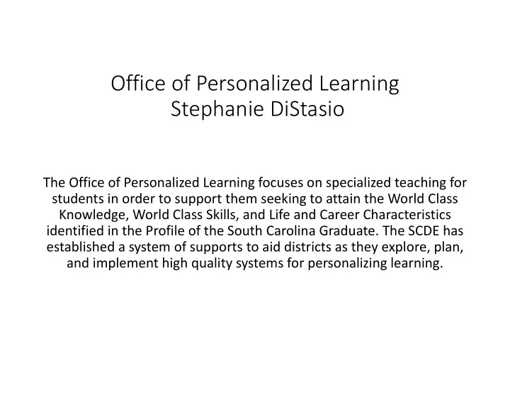 office of personalized learning stephanie distasio