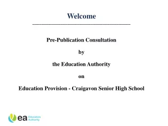 Welcome  __________________________________________  Pre-Publication Consultation  by  the
