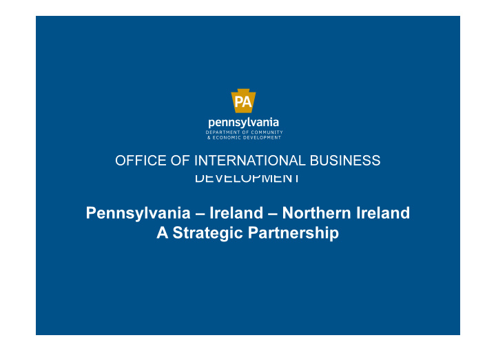 pennsylvania ireland northern ireland a strategic