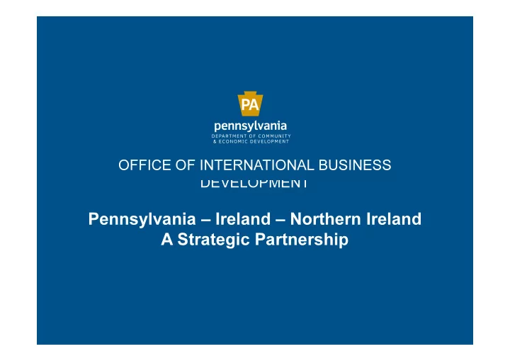 pennsylvania ireland northern ireland a strategic