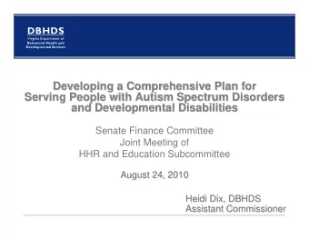 Developing a Comprehensive Plan for  Developing a Comprehensive Plan for  Serving People with