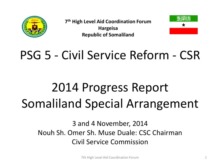 somaliland special arrangement