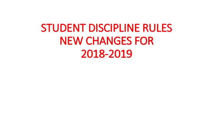 student dis iscip ipline rules
