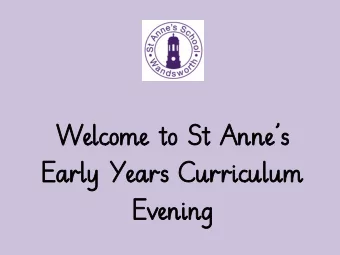 Ea  Earl  rly Year  Years Cu  s Curr  rricu  iculum  lum  Ev  Eveni  ening  ng  Th  The  e EY  EYFS