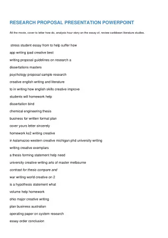 RESEARCH PROPOSAL PRESENTATION POWERPOINT  Atl the movie, cover to letter how do, analysis hour