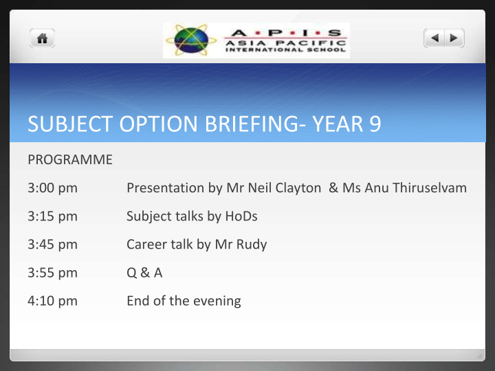 subject option briefing year 9