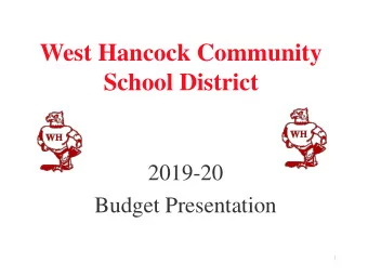School District  2019-20  Budget Presentation  1  Notice of Public Hearing  Proposed West Hancock