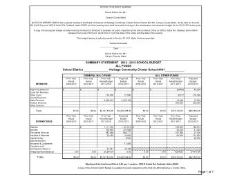 Page 1 of 7  HCCS  2012/2013  Budget Template  Caldwell, Id  FY 2012-2013  #1  FY 2012-2013  #2  FY