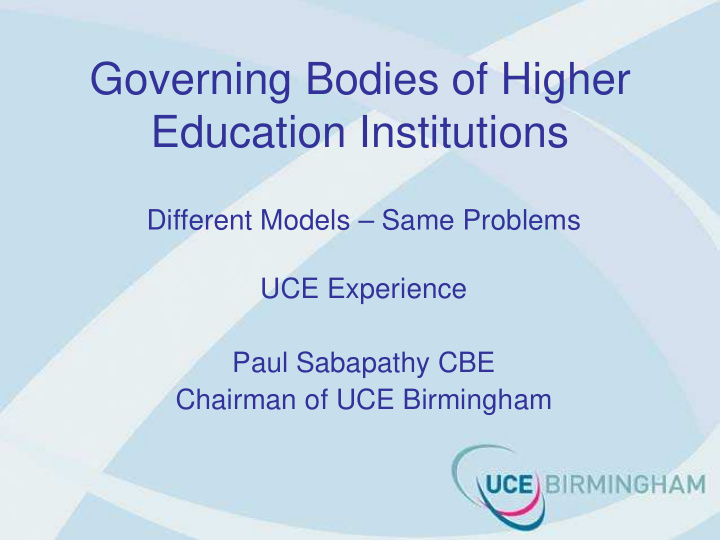 governing bodies of higher education institutions