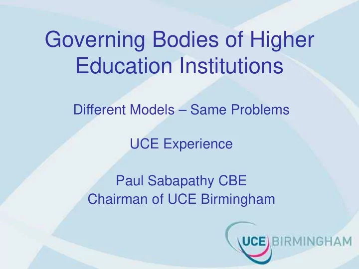 governing bodies of higher education institutions