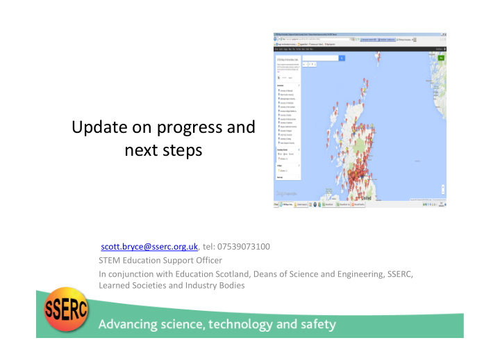 update on progress and next steps