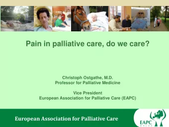 Christoph Ostgathe, M.D.  Professor for Palliative Medicine  Vice President  European Association