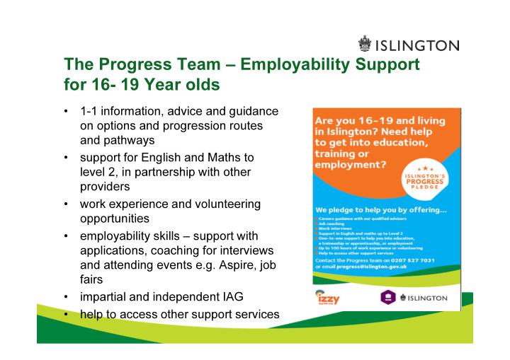 the progress team employability support for 16 19 year