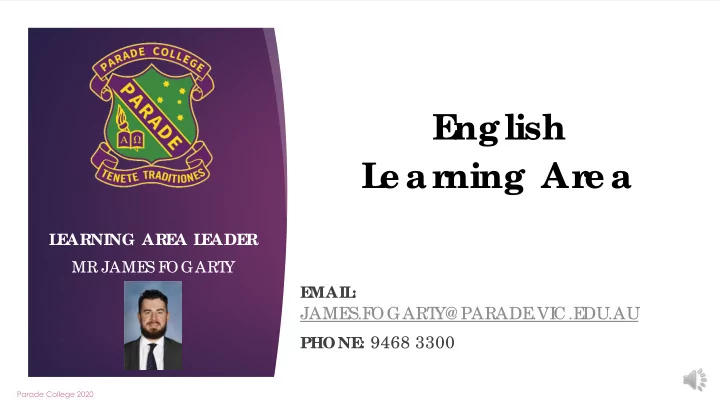 e nglish l e ar ning ar e a