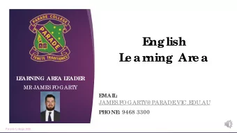 E  nglish  L  e ar  ning Ar  e a  L  E  ARNING ARE  A L  E  ADE  R  MR JAME  S F  OGART  Y  E  MAIL