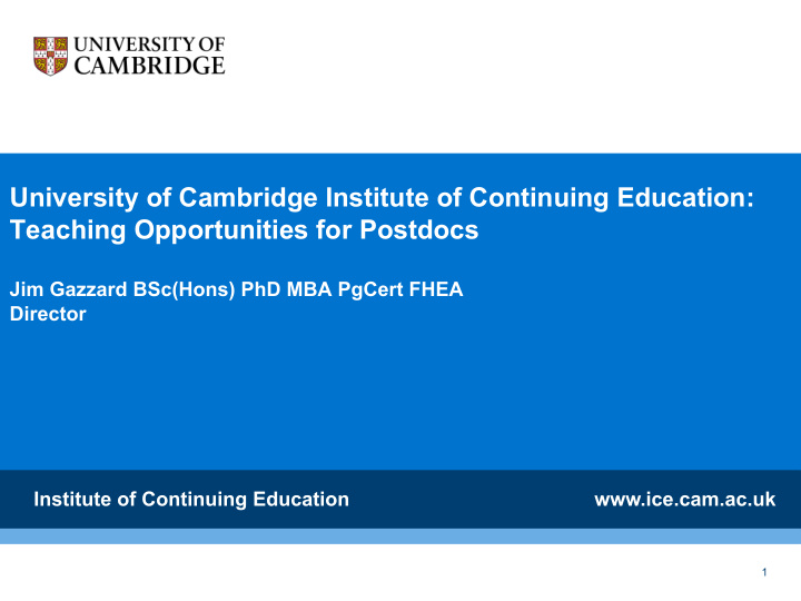 university of cambridge institute of continuing education
