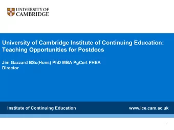 University of Cambridge Institute of Continuing Education:  Teaching Opportunities for Postdocs